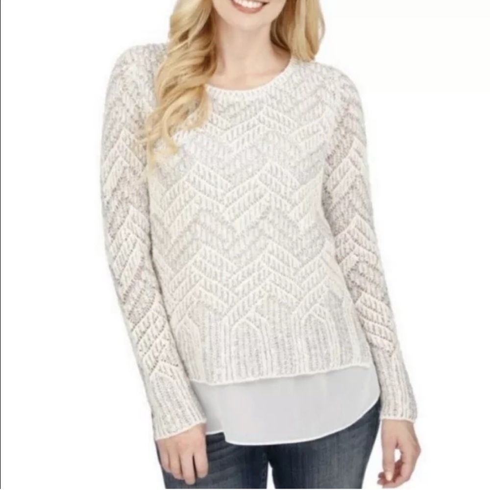 Lucky Brand Cream and Silver Knit Sweater